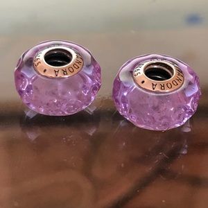 Authentic Pandora wavy lavender murano charms